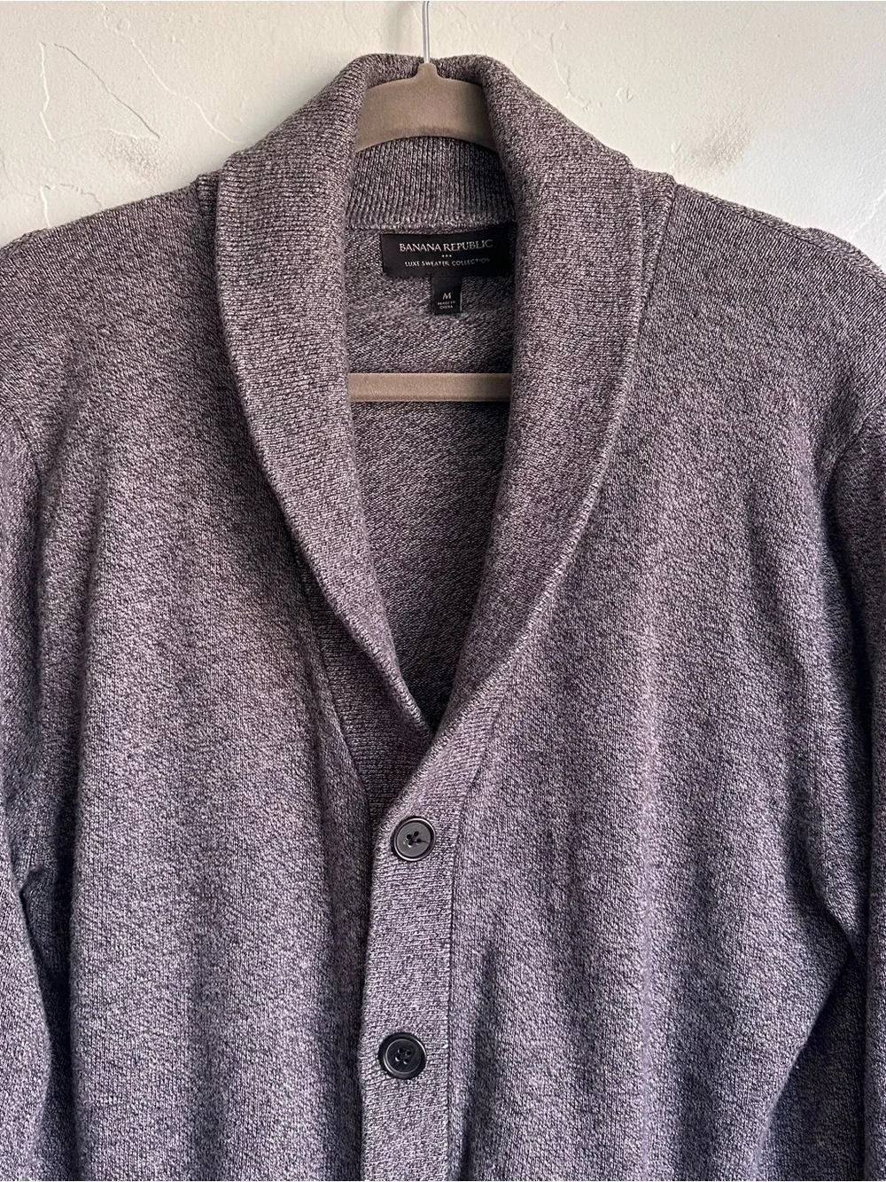 Banana Republic Men's Luxe Sweater Collection Shawl Collar Cardigan Medium Gray